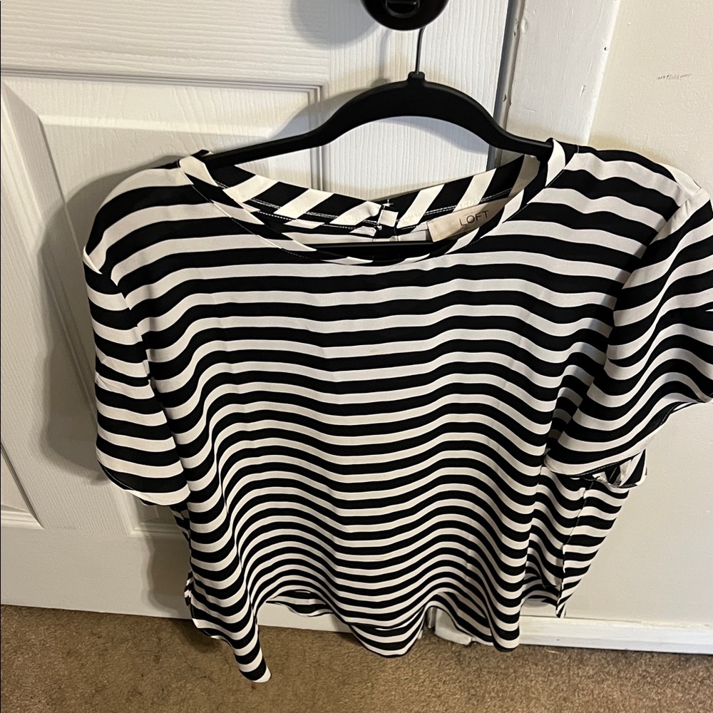 Black and White Striped Women's Top